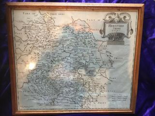 Antique Map Of Herefordshire Robert Morden Framed Early C18th