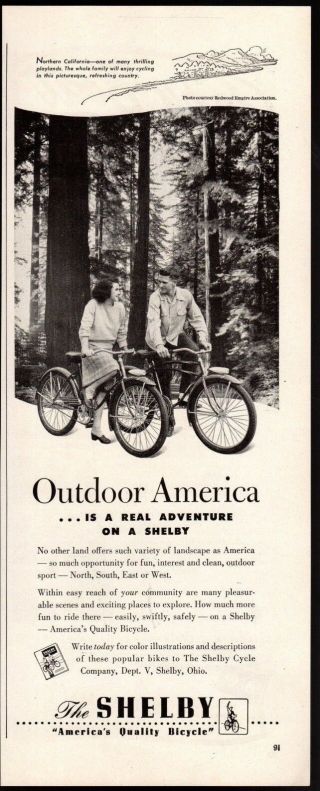 1946 Print Ad Shelby Cycle Company Bicycle Advertisement
