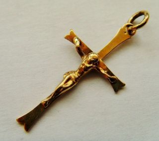 Antique 9ct Gold Cross Crucifix Pendant Hallmarked Ajh Maker Initials 32mm Long