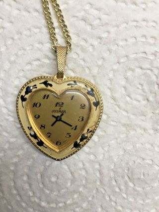 Vintage Watch Pendant Josmar Swiss Watch Order Heart Shaped Fob Necklace