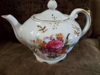 Vintage Musical Teapot Flowers Plays " Tea For Two " Japan