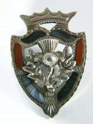 Antique Victorian Scottish Silver And Agate Brooch - Small But Stunning