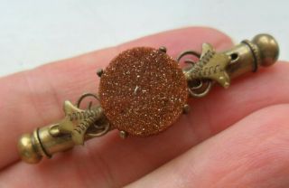 Vintage Antique Old Victorian Jewellery Goldstone Nanny Pin Sewing Brooch Sewing