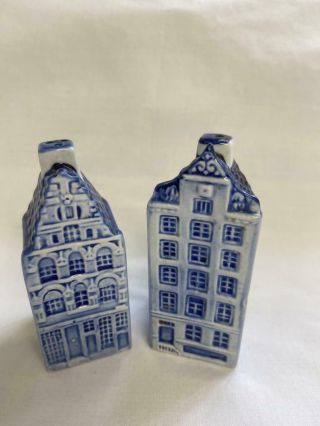Vintage Salt & Pepper Shakers Delft Blauw Holland Canal Houses Hand Painted 647