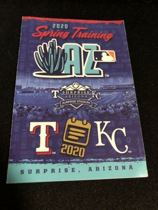 2020 Kansas City Royals & Texas Rangers Spring Training Baseball Pocket Schedule