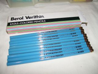 Box Of 10 Vintage Eagle Verithin Non - Photo Blue Pencil 761 1/2 Made In Usa