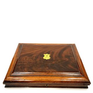 Fine Victorian Flame Mahogany Cutlery Box With Brass Inlay