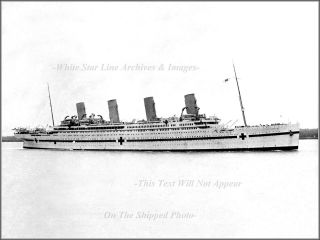 Photo Print: Hmhs Britannic At Mudros: Hospital Ship Livery,  Starboard View 1916