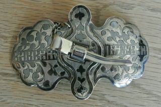 Antique Russian Silver Niello Belt Buckle 1908 - 1917 Mark Maker K I/i