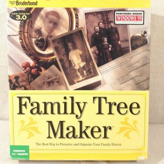 Vintage 1995 Family Tree Maker Windows 3.  5 " Diskette Version 3.  0 For Windows 95
