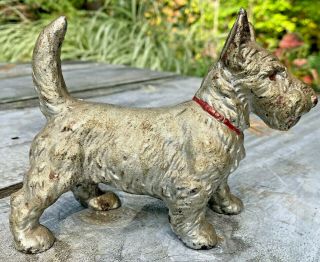 Antique Cast Iron Scotty Dog Scottish Terrier Paper Weight Door Stop Figurine