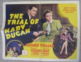 Vintage 1941 The Trial Of Mary Dugan Movie Poster 22 X 28 Robert Young