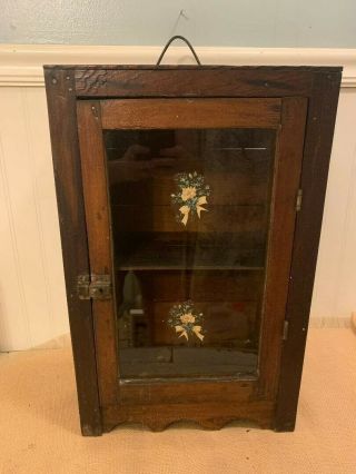 Vintage Shabby Chic Farmhouse Hanging Wall Cabinet Or Sits On Shelf