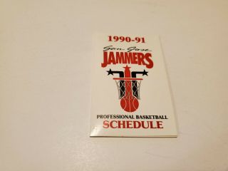 Rs20 San Jose Jammers 1990/91 Cba Basketball Pocket Schedule - Budweiser