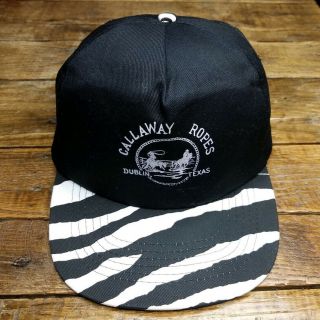 Vintage Callaway Ropes Hat Cap Snapback Black White Striped Dublin Texas 1990 