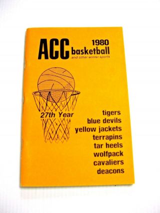 1980 Acc Basketball Yearbook/guide Gt Clem Duke Maryland Va Wf Nc Carolina State