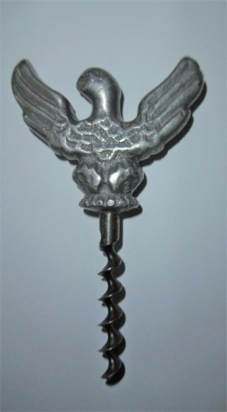 Antique Art Deco Swedish Pewter Corkscrew " The Eagle " Made Ca 1925