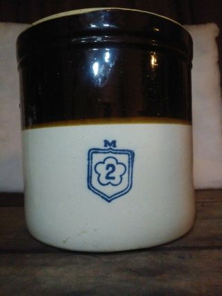 Nelson Mccoy Pottery White & Brown Stoneware Crock 2 Gallon Primitive Country