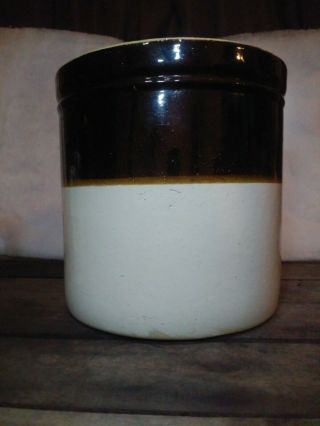 Nelson McCoy Pottery White & Brown Stoneware Crock 2 Gallon Primitive Country 2
