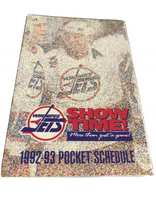1992 - 93 Winnipeg Jets Hockey Pocket Schedule Crystal Casino Version