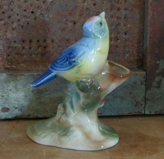 Vintage Royal Copley Bud Vase Blue Bird Sitting On A Branch Stunning