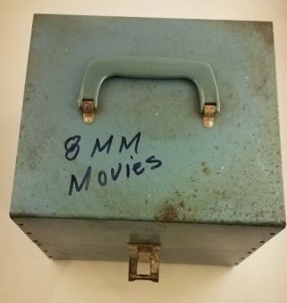 Vintage Metal 8mm Movie Film Storage Box For (12) 7 " Reels In Cans Container