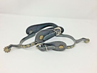 Vtg: Western Youth Show Spurs,  Engraved Hearts With Leather Buckle Spur Straps