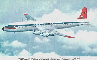 Vintage Postcard - Northwest Orient Airlines Imperial Service Dc - 7c