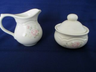 Vintage Pfaltzgraff Tea Rose Creamer And Sugar Bowl W/lid