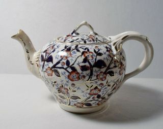 Antique Porcelain Cobalt Blue & Rust W/gold Teapot