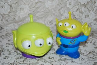 Vintage Toy Story On Ice 3 Eyed Alien Cup & Alien Bank Ringling Bros Premium