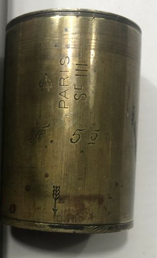 Brass Barrel Lens Paris 2 - 3/8” Long Marked 5.  5