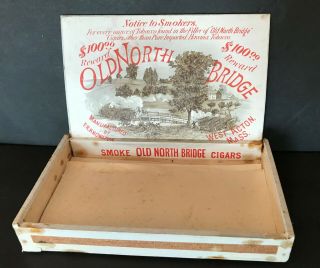 Old North Bridge Historic Wooden Vintage Antique Cigar Box,