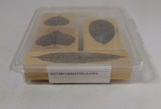 Stampin Up Autumn Skeleton Leaves 2000 Retired Vintage Rubber Stamp Set of 4 2