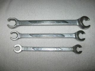 Vintage Herbrand Van Chrome 3pc Double Flare Nut Wrench Set,  3/8 " To 11/16 ",  Usa