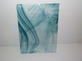 Vintage Stained Glass Blue Swirl 14 X 10 3/4 " Panel Sheet Arts Crafts