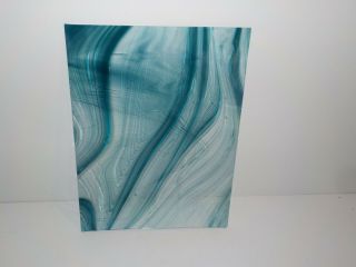 Vintage Stained Glass Blue Swirl 14 X 11 " Panel Sheet Arts Crafts
