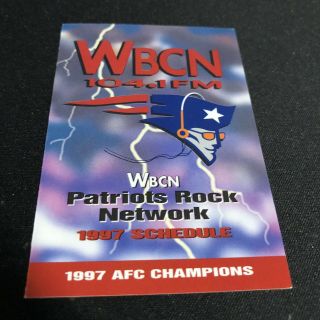 1997 England Patriots Football Pocket Schedule Wbcn/meineke Mufflers Version