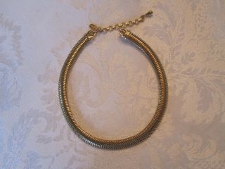 Vintage Monet Gold Tone Snake Chain Choker Necklace Small Neck Condit