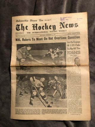 1951 The Hockey News: Dec 8,  Vol 5 No 10,  Chi / Tor On Cover,  Nhl,  Ahl,  Pcl,