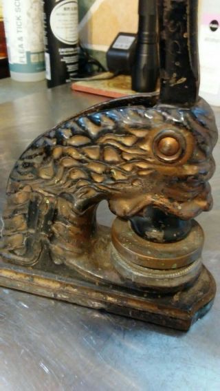 Antique Cast Iron Lion Head seal Notary Embosser Patent Sept 27 1904 on side 2
