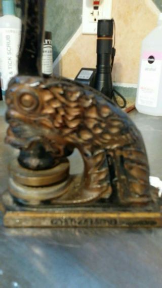 Antique Cast Iron Lion Head seal Notary Embosser Patent Sept 27 1904 on side 3