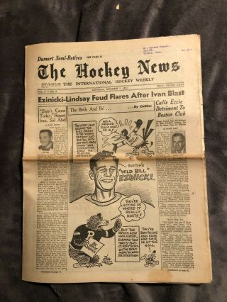 1951 The Hockey News: Dec 1,  Vol 5 No 9,  Bill Ezinicki On Cover,  Nhl,  Ahl,  Pcl,