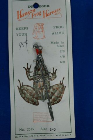 Vintage Pflueger Hanson Frog Harness On Card No.  2055.  Size 6 - 0