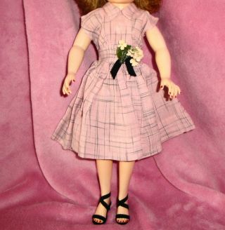 Vintage 1950s Miss Revlon 18 " Kissing Pink Dress And Black Shoes