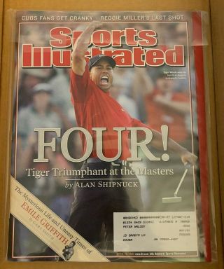 Sports Illustrated April 18,  2005 - Four Tiger Woods Masters - Protective Sleeve