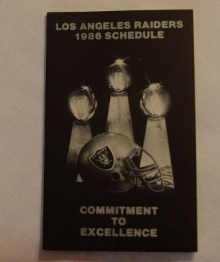 1986 Los Angeles Raiders Football Pocket Card Team Nfl Schedule Budweiser