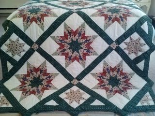 Vintage Hand Quilted Pieced&sewn Star Patchwork Quilt - 62x82 - Pretty