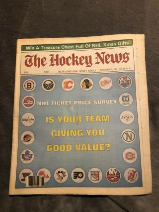 1984 The Hockey News: Nov 16 1984,  Vol 38 No 8,  Nhl Team Logo 