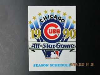 1990 Chicago Cubs All Star Game Logo Pocket Schedule